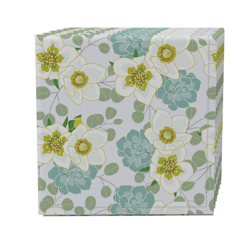 Rectangular Floral Cotton Twill Tablecloth