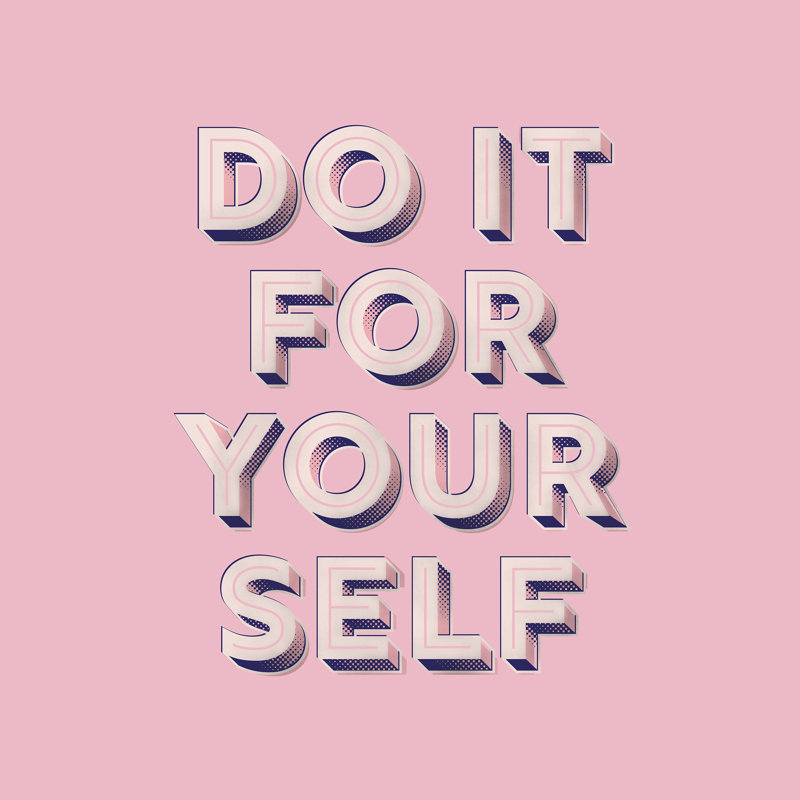 «Do It for Yourself», art textuel sur toile tendue, H 12 po x l 12 po, Oui, Cadre simple noir