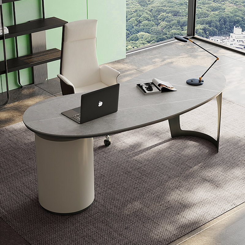 Italian light luxury style desk and chair set, Gray