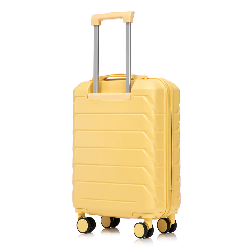 14"/20" 2 pcs/set in ABS Spinner Wheel Luggage, with Combination Lock,14" Cosmetic Case (Yellow)
