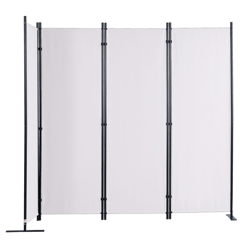 Paravent de 1,70 m (5,6 pi) pliable en tissu blanc, pour bureau, chambre, salle à manger, bureau, autoportant, blanc, Blanc