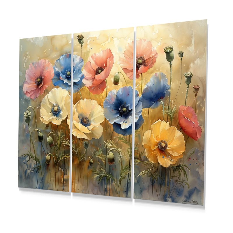 Ensemble de salon Stowmarket - Poppies Wall Art, Métal métal, H 40 po x l 60 po x P 1 po