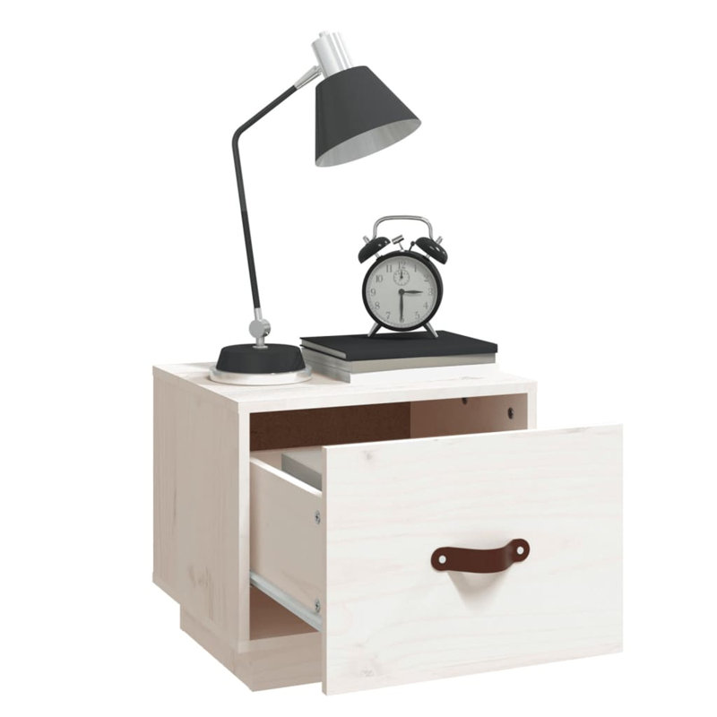 40cm W Solid Wood Bedside Table, Set of 2, White