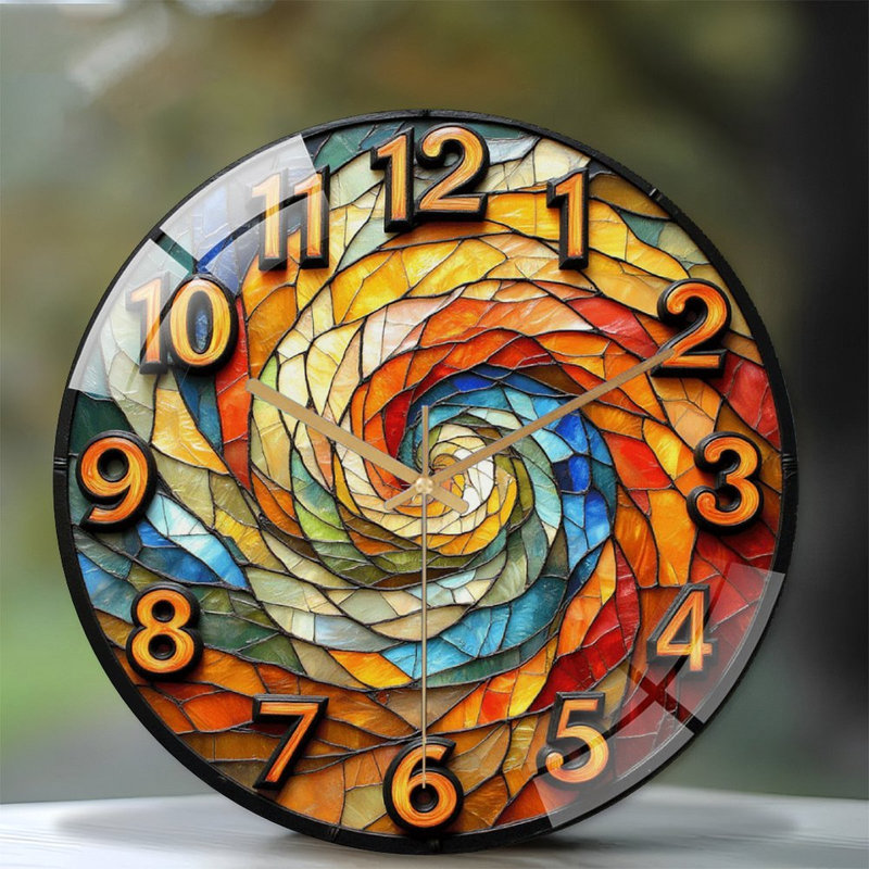 Horloge murale colorée en spirale pour décoration intérieure - Horloge murale 12 po
