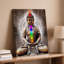 Toile, statue de Bouddha sereine posée dans une pose méditative, art mural en pierre texturée avec tons terreux chauds de brun et art mural sur toile-599028590