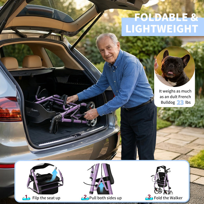 2 In 1 Rollator Walker, Purple