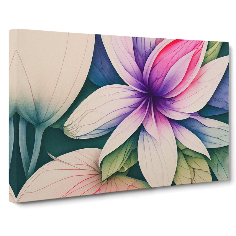 Pleasing Watercolour Flower - Wrapped Canvas, 35cm H x 50cm W x 3cm D