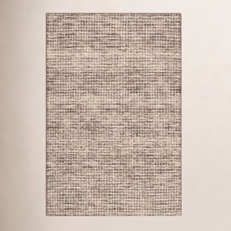 Winfield Katasha Checked Wool Brown Area Rug, Rectangle 9'6" x 13'6"