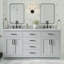Meuble-lavabo double en bois massif de 66 po avec plateau en marbre de Carrare de 1,5 po Thornaby-1008703713-1047605994