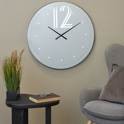 Cole And Grey Glass LED Decorative Multi Coloured Wall Clock With Black Clocks Hands And White Numbers