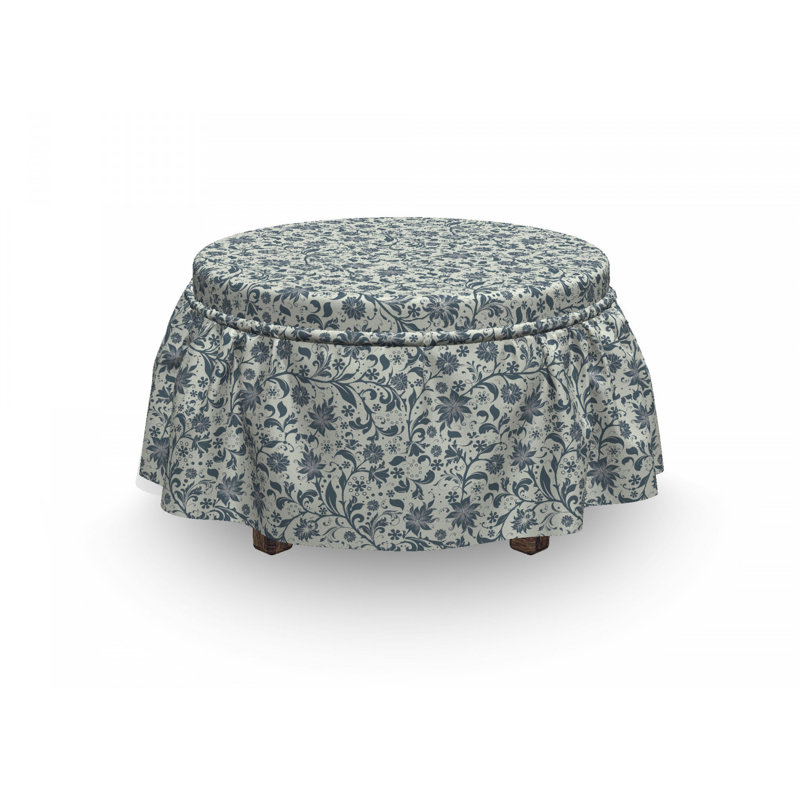 Ensemble de housse pour repose-pieds à coussins carrés abstraits botanique