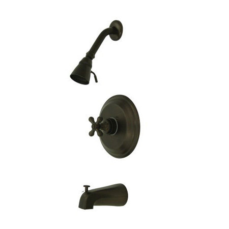 Robinet de baignoire et douche à pression équilibrée avec poignées en croix en métal thermostatique Vintage, Bronze huilé