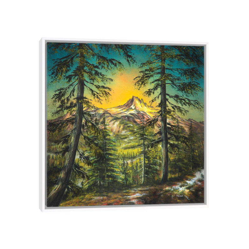 Mountain Glow 1 Piece Painting on Canvas, 66.04 cm H x 66.04 cm W, White Framed