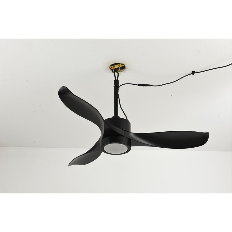 42"  Outdoor Ceiling Fan with LED Light ,Remote Control,Quiet DC Motor 6 Speed Levels,Adjust Height( 3 PCS Rod) Reversible Ceiling Fan, for Outdoor Use .(Matte Black)