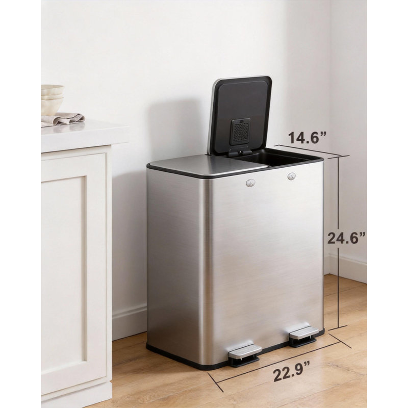 Poubelle double 16 gallons (2 x 30 L) avec boîte de contrôle des odeurs