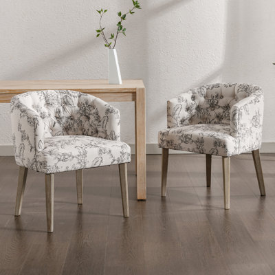 19.25'' H Linen Upholstered Armchair Tufted Dining Chairs For Dining Room