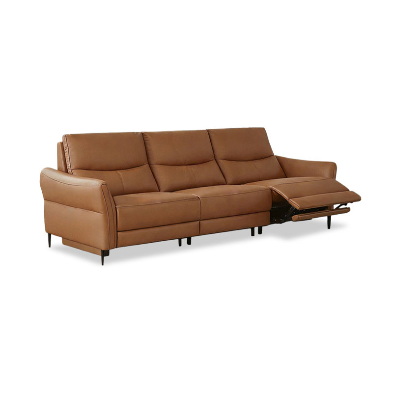 Canapé modulaire orange en similicuir, 36.22" H x 88.98" W x 38.19" D