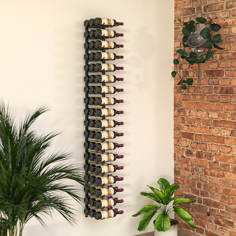 54 Bottle Wall Mounted Wine Bottle Rack, Matte Black