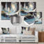 «Gold and Blue Abstract Expression 1», art mural abstrait en métal-1210384932