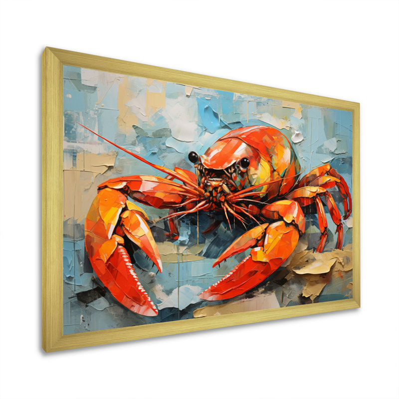 Crayfish Creek Dweller Collage - Animals Canvas Art Print, H 16 po x l 32 po x P 1 po, Cadre doré à une seule photo