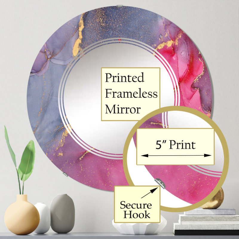 Rouge et gris luxueux abstrait Art fluide I - miroir mural moderne, 24 po x 24 po