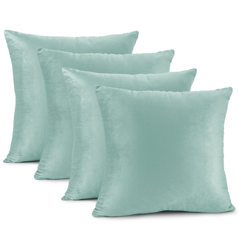 Nestl Velvet Decorative Throw Pillow Cover 4-Pack, 18"H x 18"W, Aqua light Blue