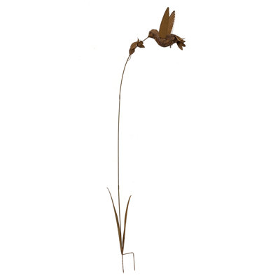 Rustic Hummingbird on Flower Garden Stake