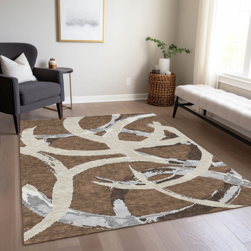 Tapis intérieur / extérieur brun Aloura , 10 pi x 14 pi