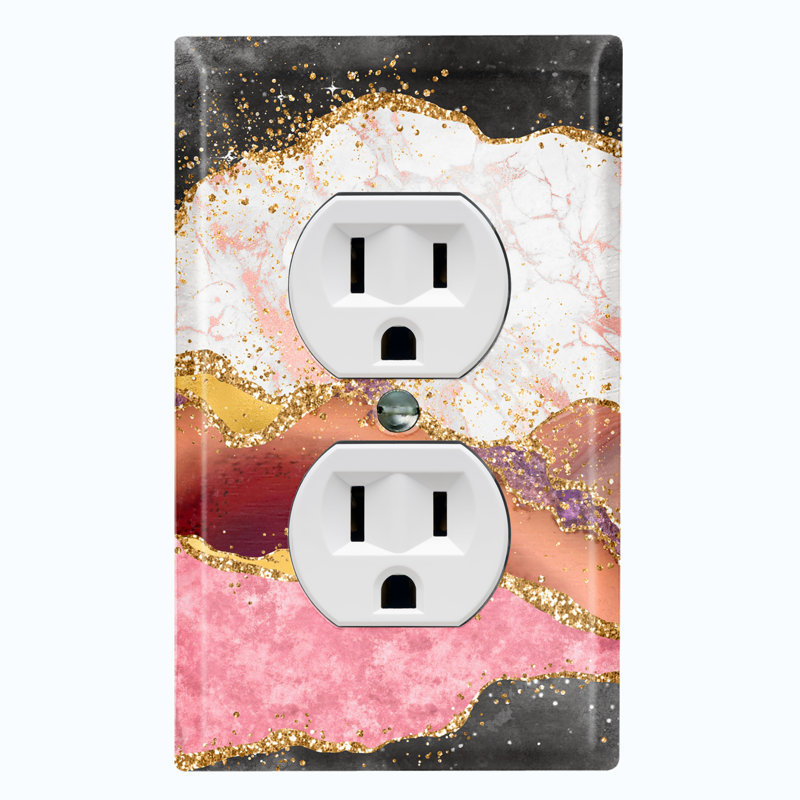 Girls Room Swirl Glitter Marble 1 - Gang Toggle Light Switch Standard Wall Plate