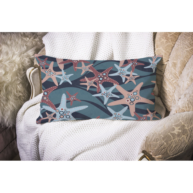 Starfish Sway  Rectangular Throw Pillow, Blue/Gray