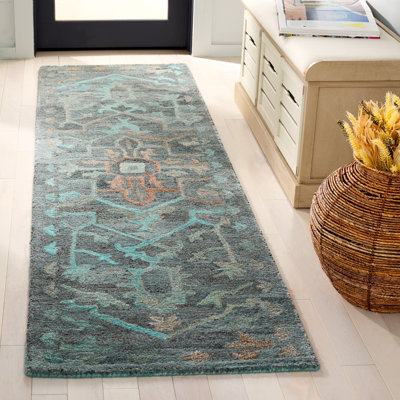 Sidea 402 Area Rug In Teal / Brown