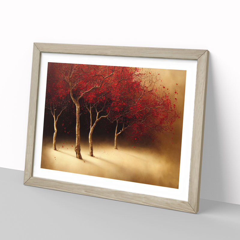 Impactful Trees - Single Picture Frame Print, 34cm H x 46cm W x 2cm D, Oak