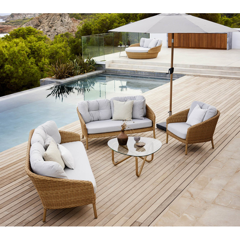 Ocean Large 3-Seater Sofa Cushion Set, White Gray Polypropylene/Olefin