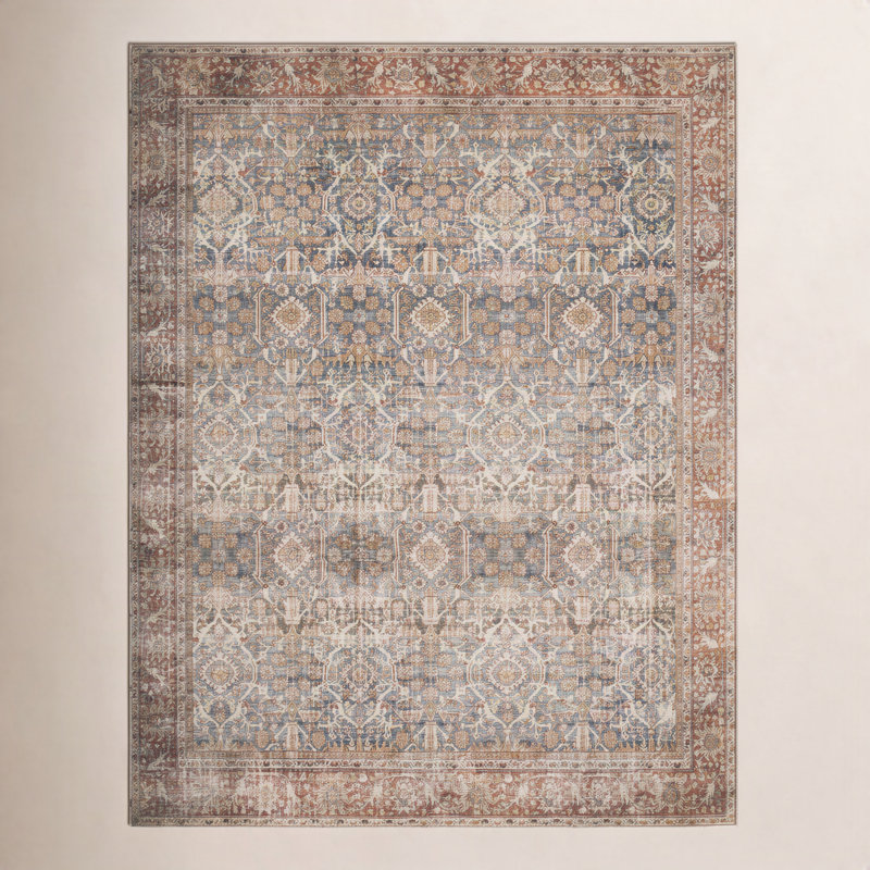 Tapis oriental océan / rouille Pratt, Rectangle 5 pi x 7 pi 6 po