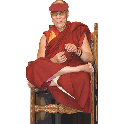 H48850 Tenzin Gyatso 14ème Dalai Lama assis en carton découpé debout