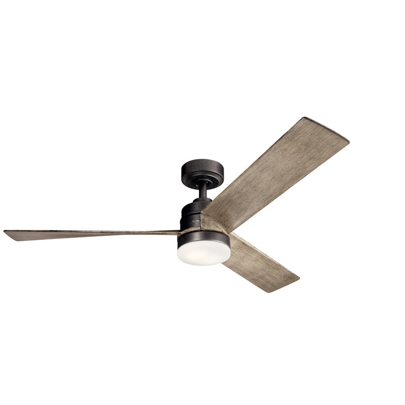 Ventilateur de plafond à 3 lumières DEL Kichler Spyn, Fer enclume