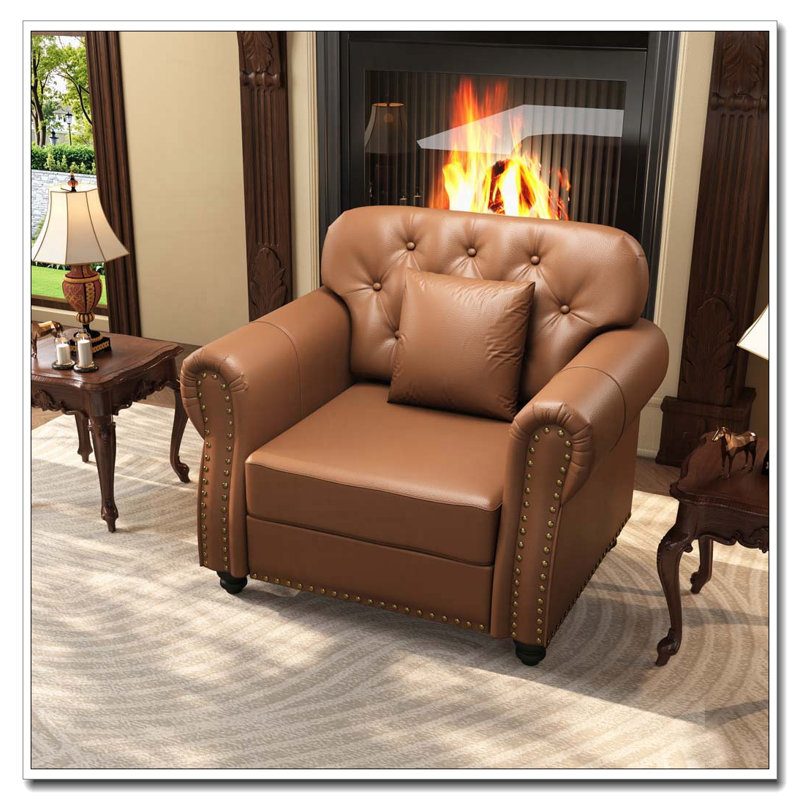 Chaise rembourrée 41,3 po, Brun, Ne s’applique pas