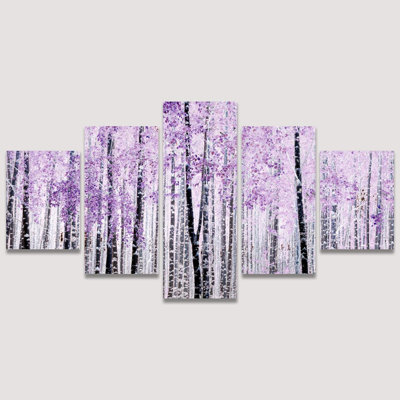 Abstract Forest " Abstract Trees With Purple Leaves In The Forest Abstract Plants " 5 - Pieces