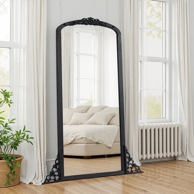 Miroir d'appoint mural Alexiyah, Noir, 67 po x 28 po
