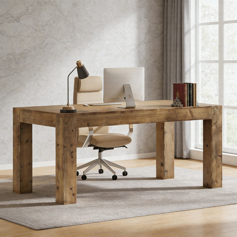 Bureau d'ordinateur de direction 63 po, grand bureau à domicile avec bureau épais