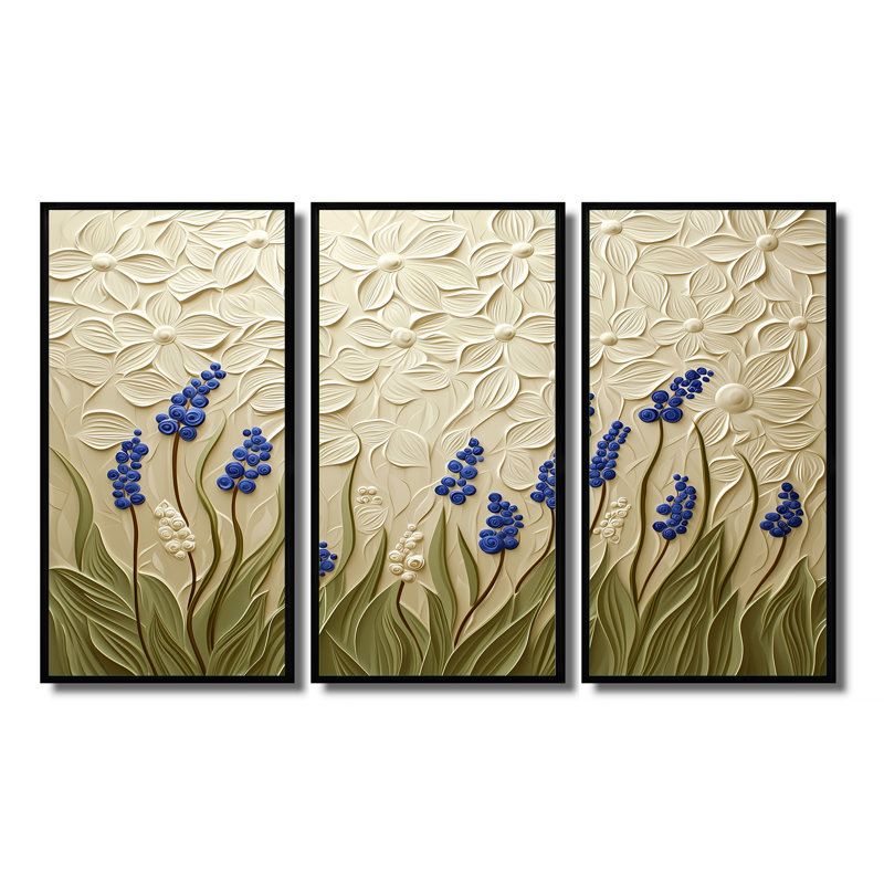Adaleigh - ensemble d'art mural floral, H 28 po x l 36 po, Reproduction avec cadre flottant, Noir