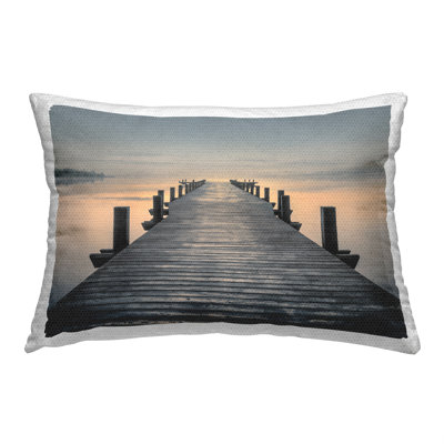 Sunset Dock View Outdoor Printed Pillow by Mike Calascibetta