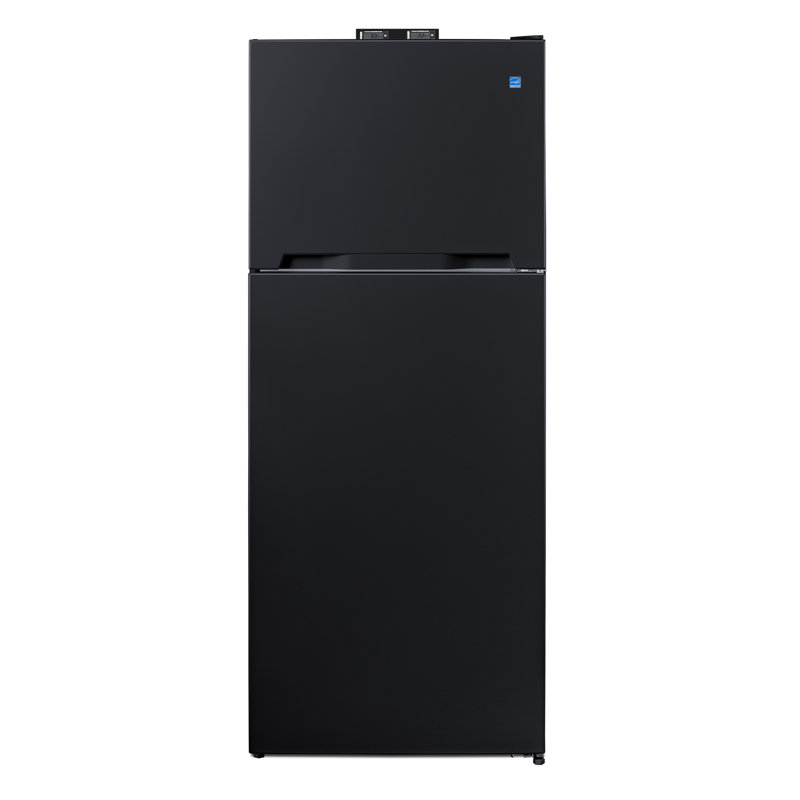 Summit Appliance 28" Wide Top-Mount Refrigerator-Freezer With NIST-Calibrated Thermometers, Black, Right Handed