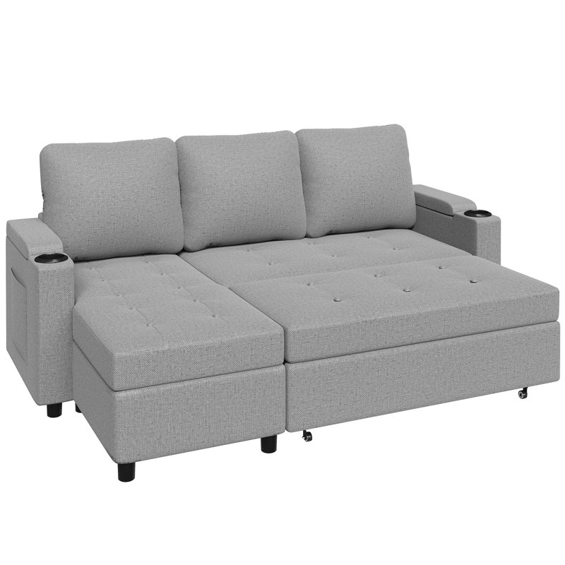 3 Seater Sofa Bed, Light Grey