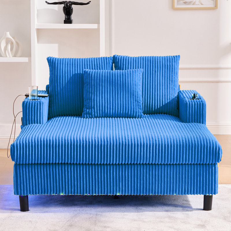 Chaise longue multifonctionnelle rembourrée, Bleu