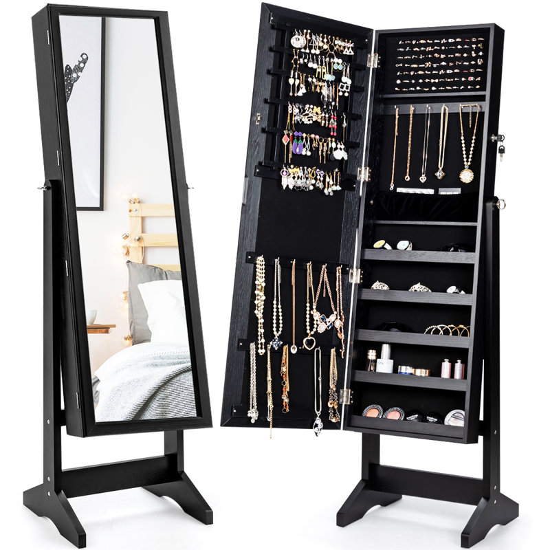 Aledra 16'' Wide Freestanding Jewelry Armoire, Black