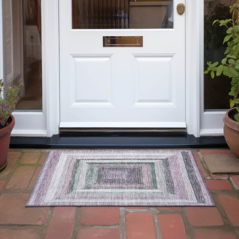 Machine Washable Indoor/Outdoor Xhevrie Blush Rug, Rectangle 1'8" x 2'6"