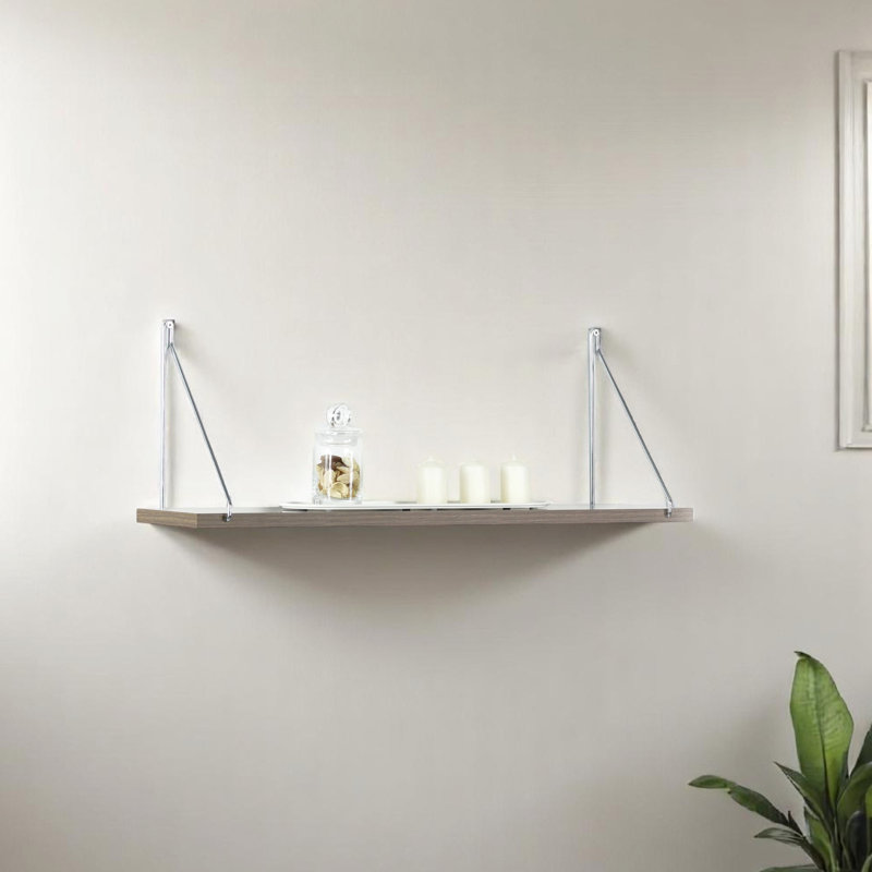 Floating Wall Decor, White - Mounted Shelf With Brackets, Display Small Plants And Decorative Pieces, Simple Design Space Saving Rustic Single In White/, Combine Simplicity Practicality, Decorations,