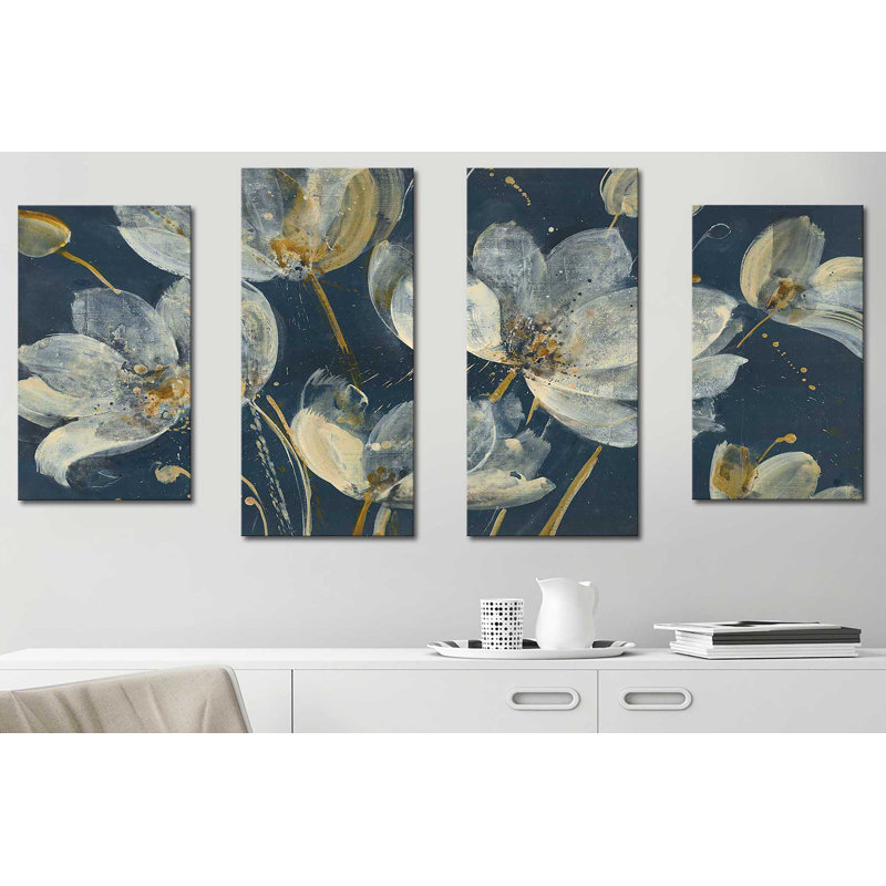 "Jardin translucide", ensemble de 4 reproductions sur toile, H 30 po x l 56 po x P 1 po