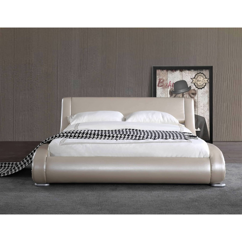 Albricus Upholstered Sleigh Bed, King, Gold